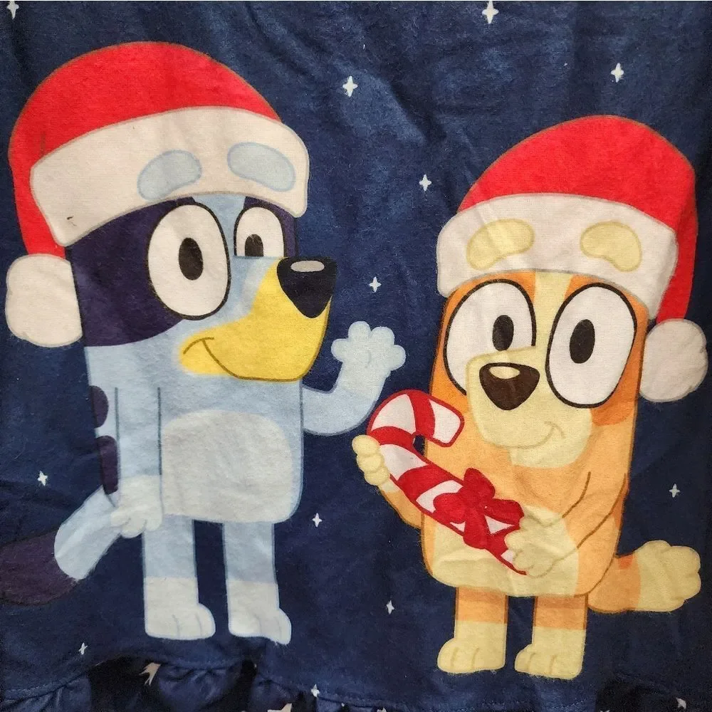 NWT Disney Bluey Bingo Girls Dark Blue Long Flannel Christmas Nightgown 4T